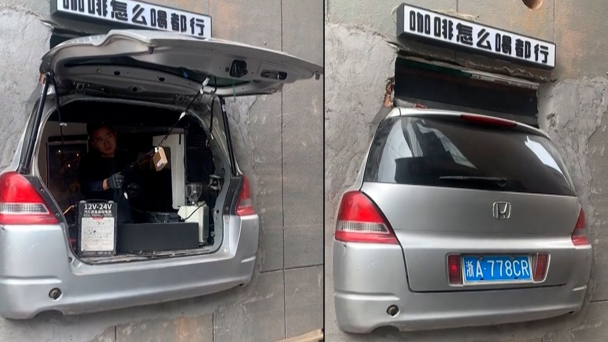 Číňan nechal zazdít zadní část auta a prodává z něj kávu